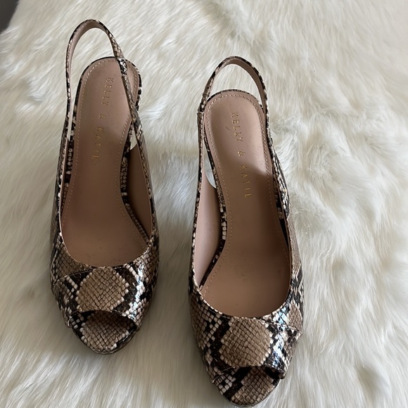New in Box Kelly & Katie Natural Multi Python Nerani Peep Toe Pump Sandal - Picture 9 of 13